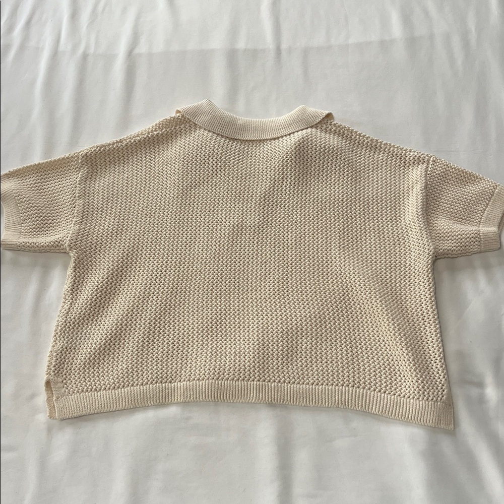 Happily Grey Cream Short Sleeve Knit Cropped Top - Picture 3 of 5